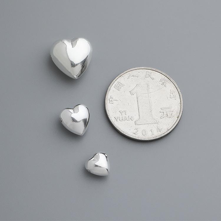 S925 Sterling Silver Heart Spacer Beads for DIY Bracelets & Necklaces