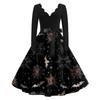 Kvinners uformelle mote Halloween trykt V-hals vintage kjole