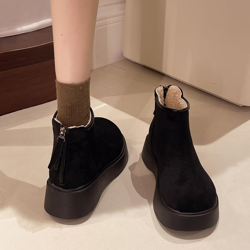 British Style Thick-soled Cigarette Boots Women's 2025 Autumn and Winter New Velvet Suede Martin Boots Short Thin Boots Short Boots