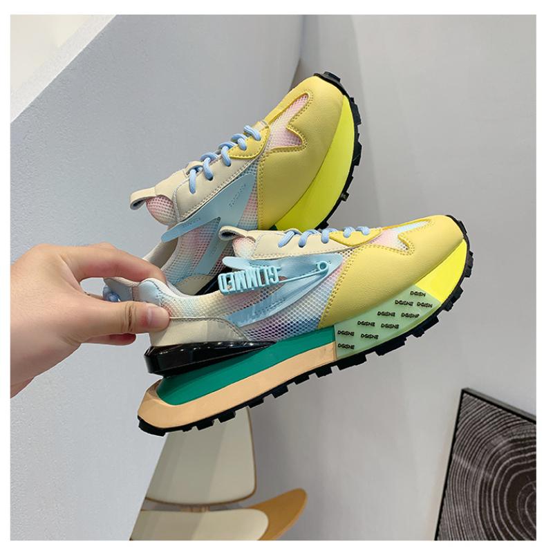 2024 New Spring Thick Soled Dad Shoes Mesh Breathable Student Sports Leisure Shoes Women's Casual Sports Shoes