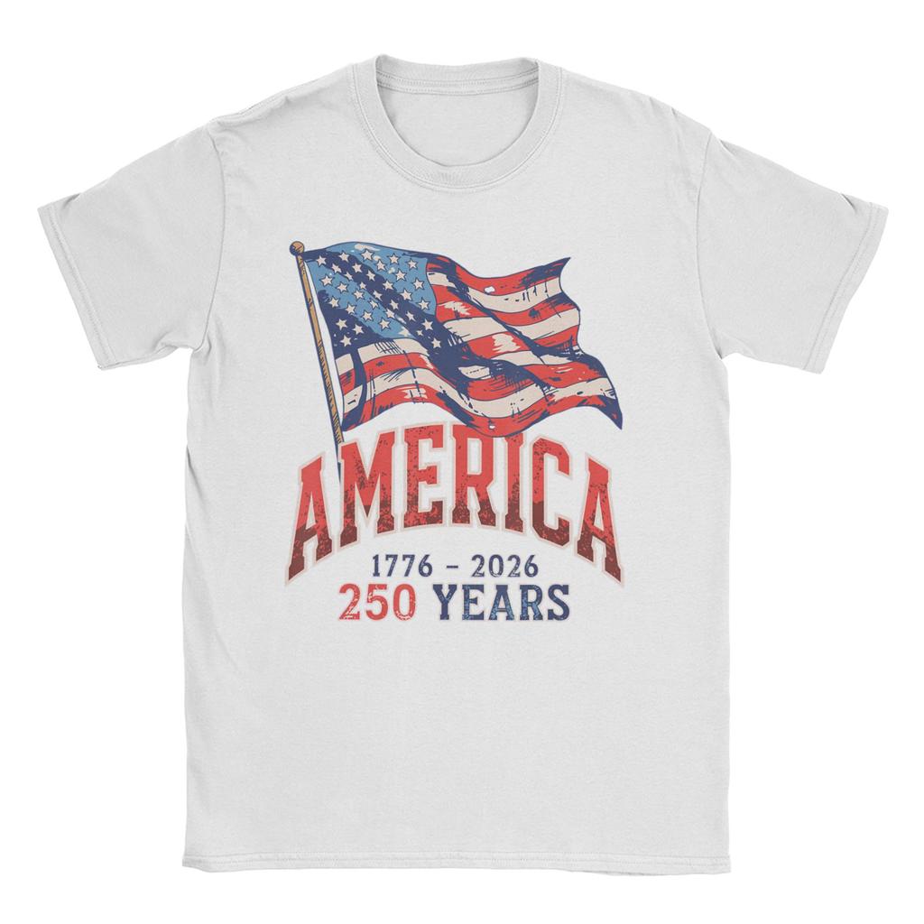 Anniversary USA Cotton TShirt For Unisexs Summer Streetwear T Shirts Crewneck Novelty Tee Shirt Oversized Design Tops