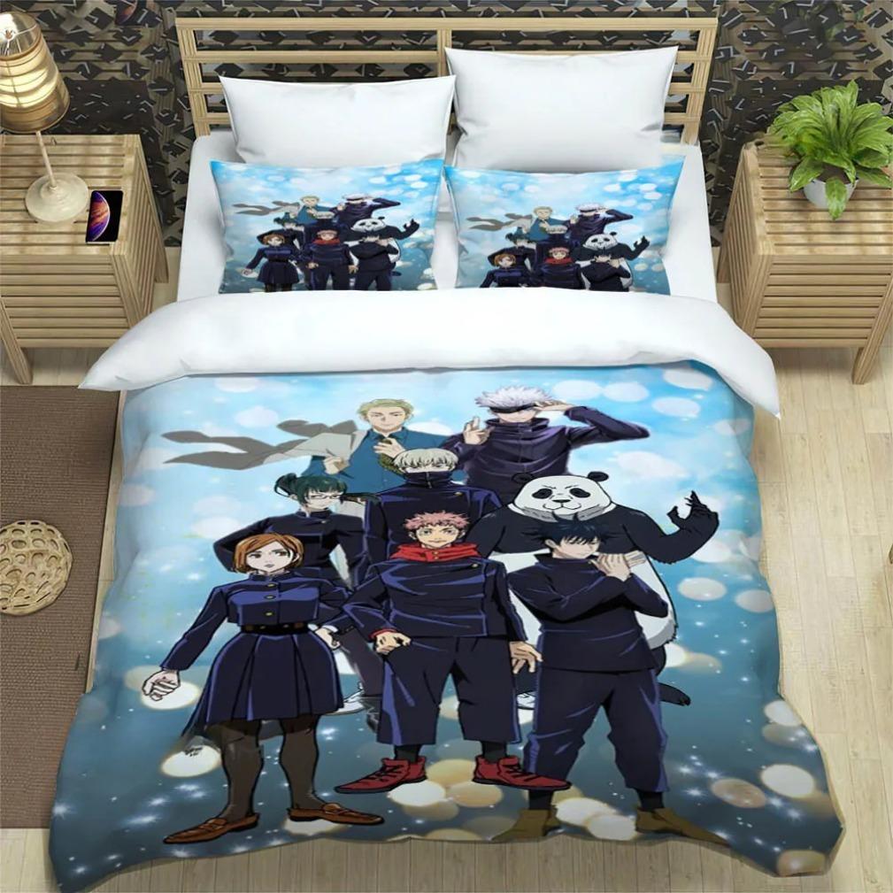 Japan Anime Teenagers Gifts Jujutsu Kaisen Bedding Set Sato Gojo Duvet Cover Sets Twin Queen King Single Size