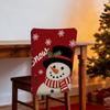 Abnehmbarer Weihnachts-Stuhlbezug Cartoon Weihnachtsmann Weihnachtsessen Stuhlsitzbezug Schneemänner Stretch Sitzschoner
