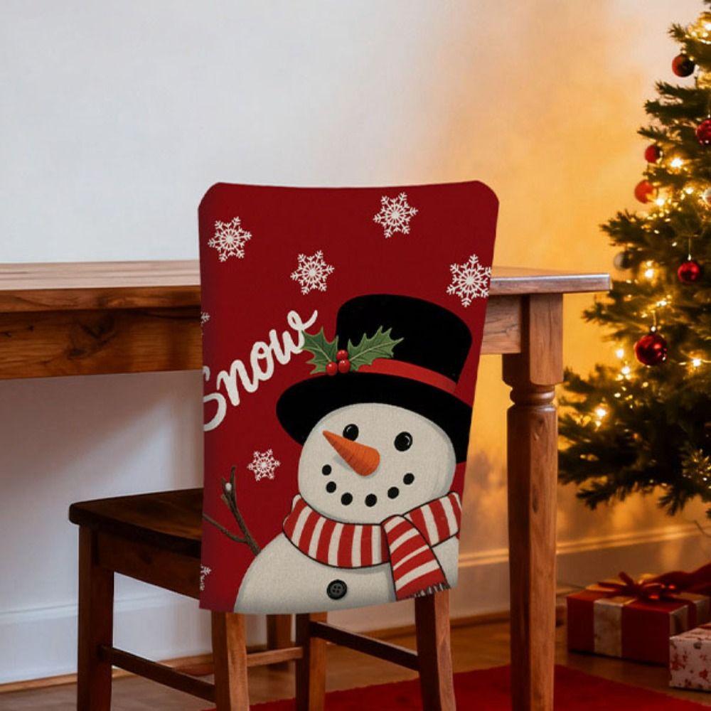 Removable Christmas Chair Cover Cartoon Santa Claus Xmas Dinner Chair Seat Cover Stretch Snowmen Seat Protector