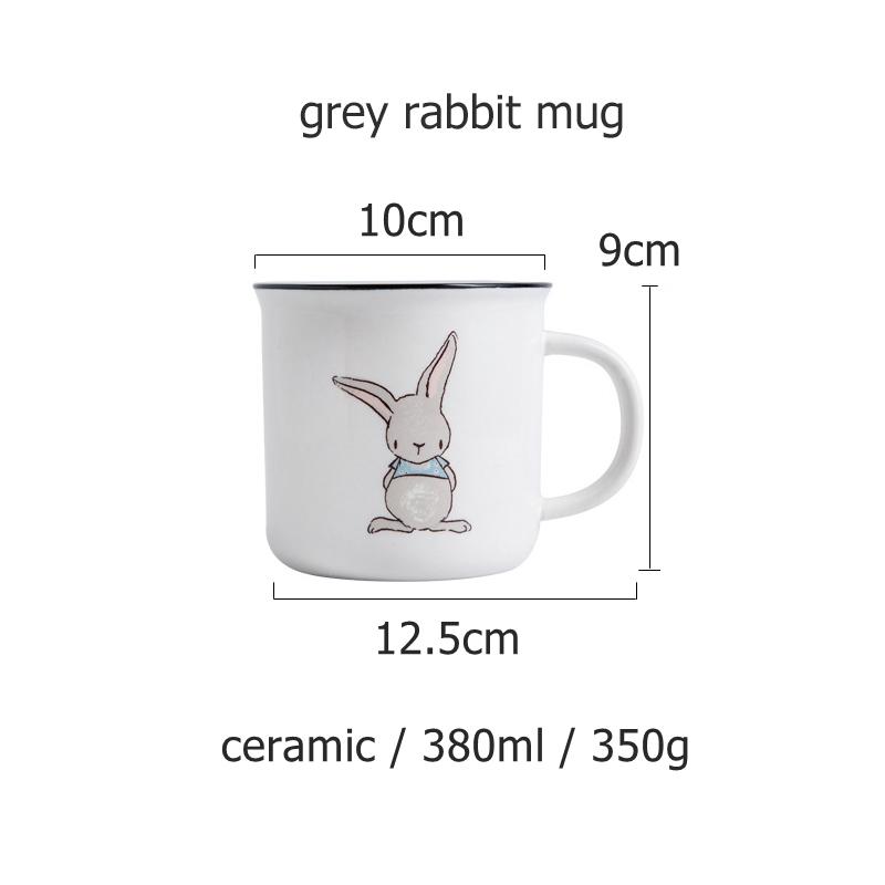 

380 мл керамическая кружка в виде кролика, фермерская серая кружка в виде кролика, фарфоровая чашка для воды, молока, сока, подходит для микроволновой печи 380ml
