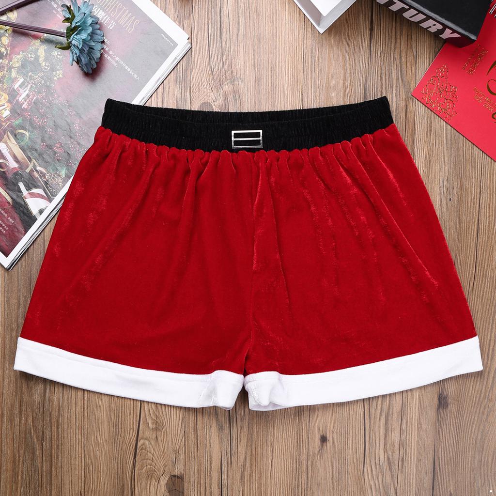 Herren Velours Weihnachts-Weihnachtsmann-Kostüm Feiertags-Cosplay-Slips Boxershorts