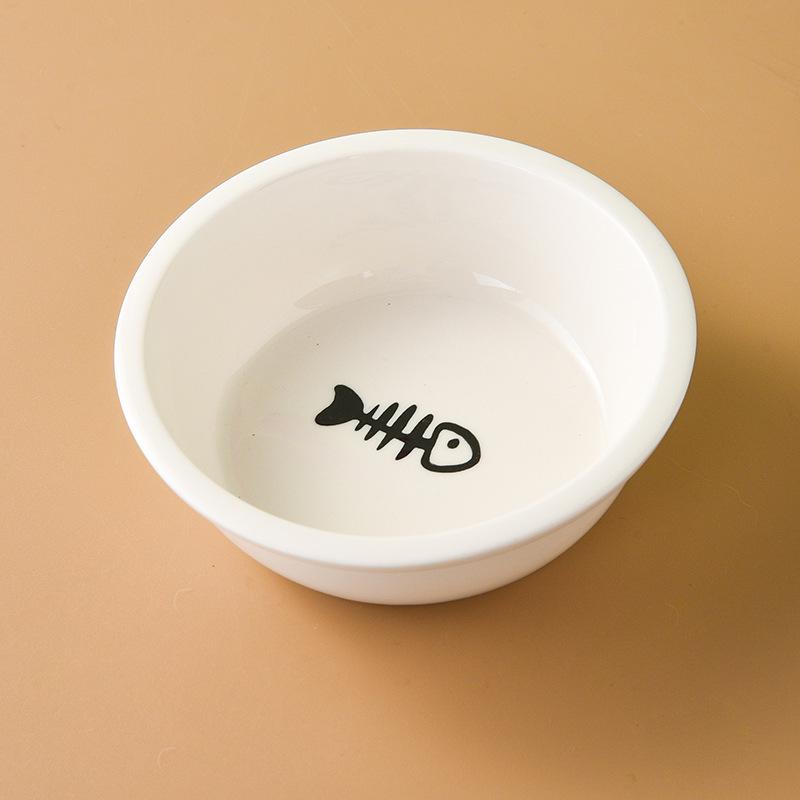 Ceramic Cat Food & Water Bowl with Slanted Design - Protects Cervical Spine, Anti-Tipping, Double Bowl for Feeding & Drinking