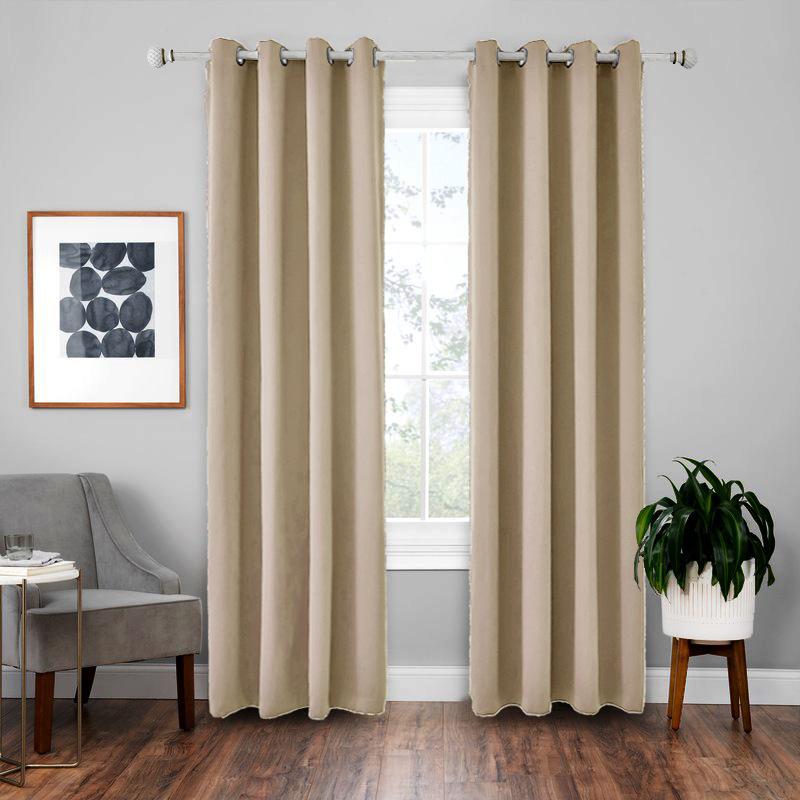 Blackout Thermal Insulation Curtain High Density Polyester Solid Color Window Drapes Modern Minimalist Decor for Bedroom Living Room