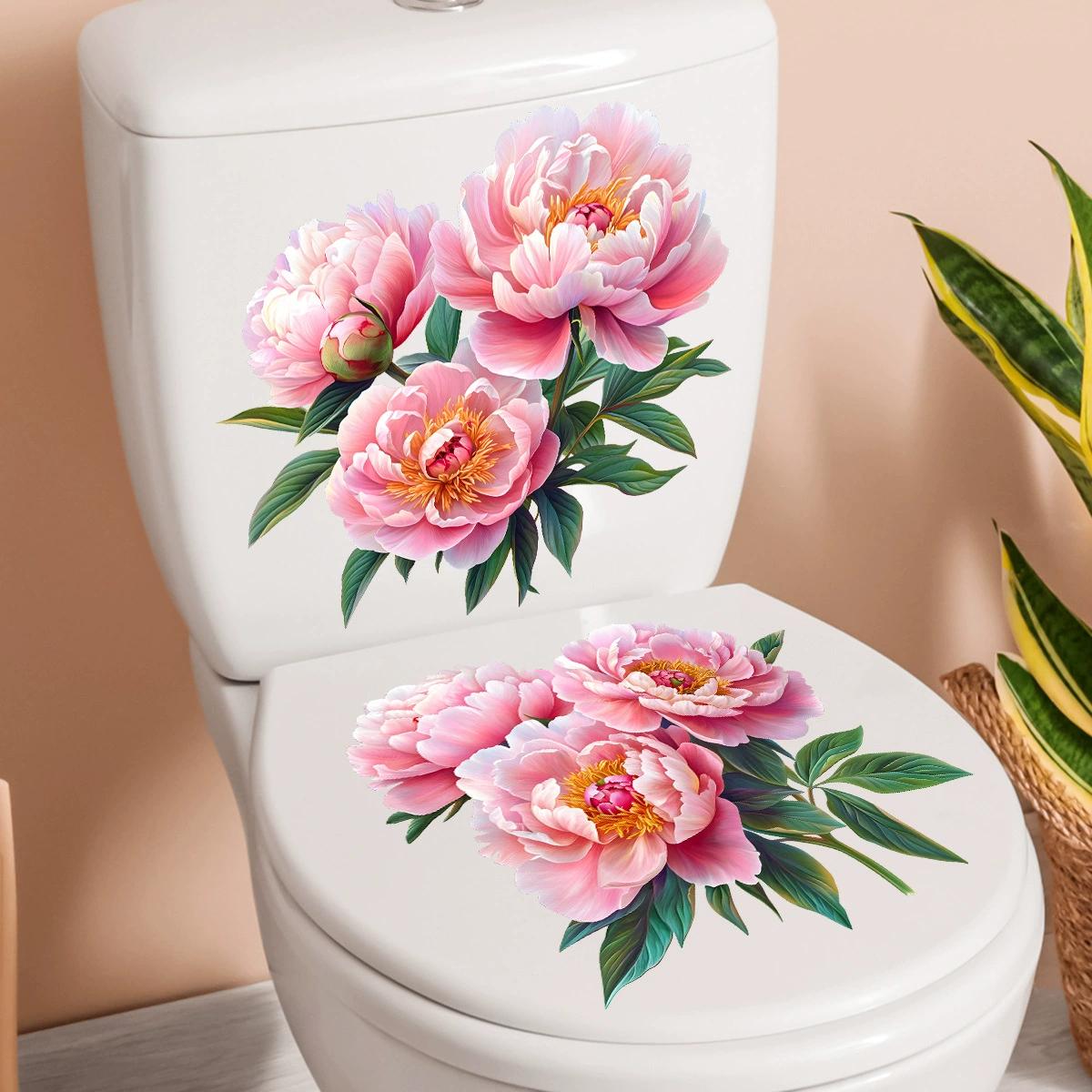 

Green Gold Flower Toilet Sticker Wall Sticker Bathroom Decorative Wall decor Self-adhesive Sticker Painting 30x 30cm 2pcs