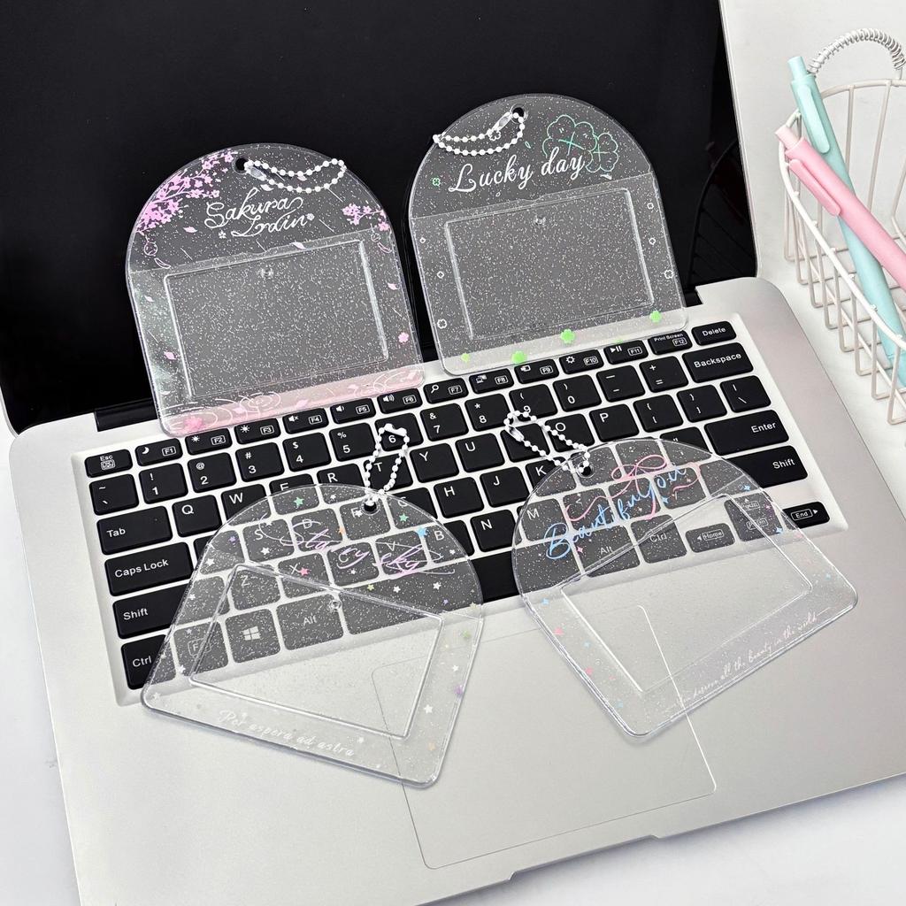 Transparent Sweet Horizontal Kpop Photocard Holder Retro Japanese Lucky Clover Cute Portable Keyrng Student ID Card Protector