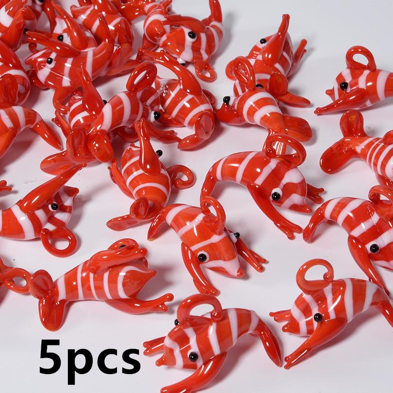 2/5pcs Red Crab/Lobster Charms For Jewelry Making Supplies Ocean Animal Pendants Glass/Enamel DIY Earrings Keychain Beach Charm