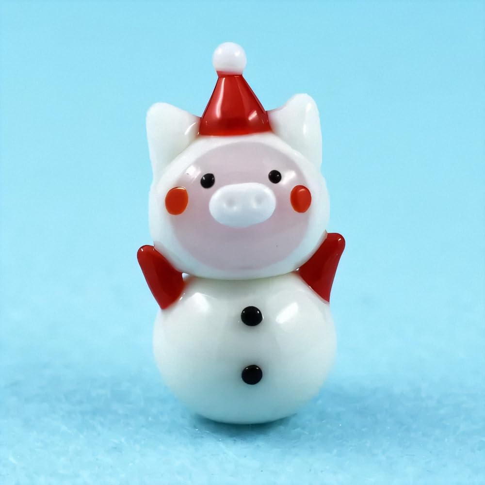 Four Cart Cute Handmade Glass Cosplay Snow Pig