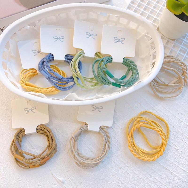 Korean Simple Hair Accessories Twist Hair Ties, High Elasticity Rubber Bands, Non-Damaging Rings Set, Basic Style