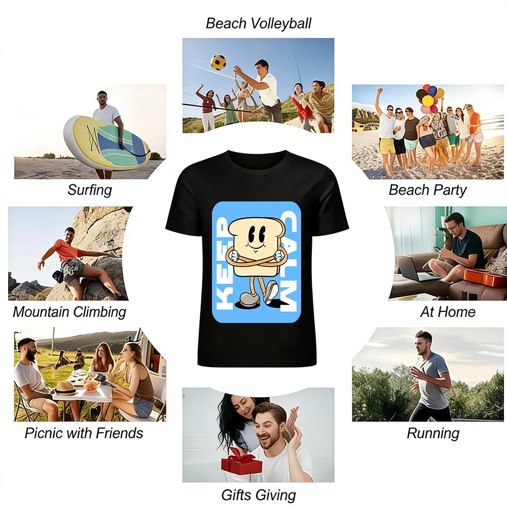 Funny Toast Crossing Arms Graphic Casual T-Shirt Unisex Loose Fit Daily Wear Top Pure Cotton T-shirt