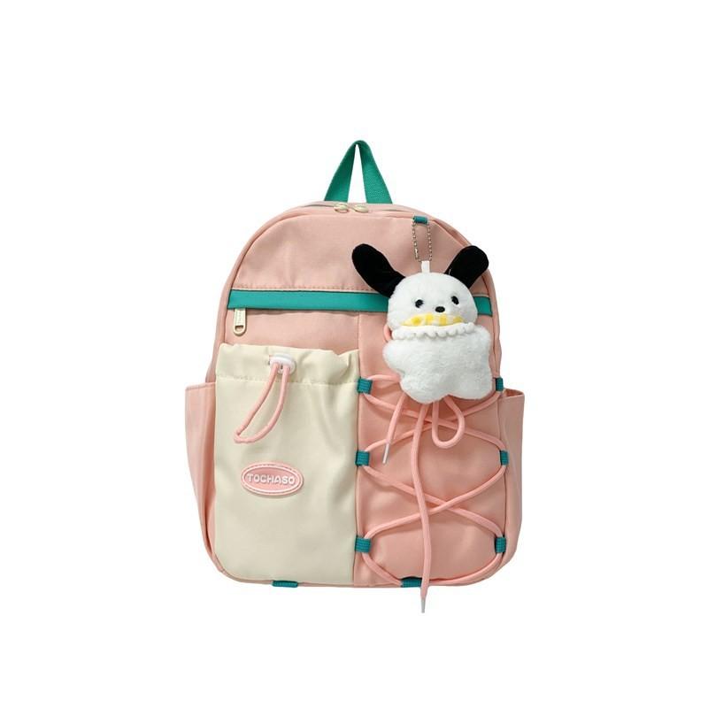 

Cute Unisex Nylon Backpack For Kids Featuring Anime Characters For School And Everyday Adventures Pink