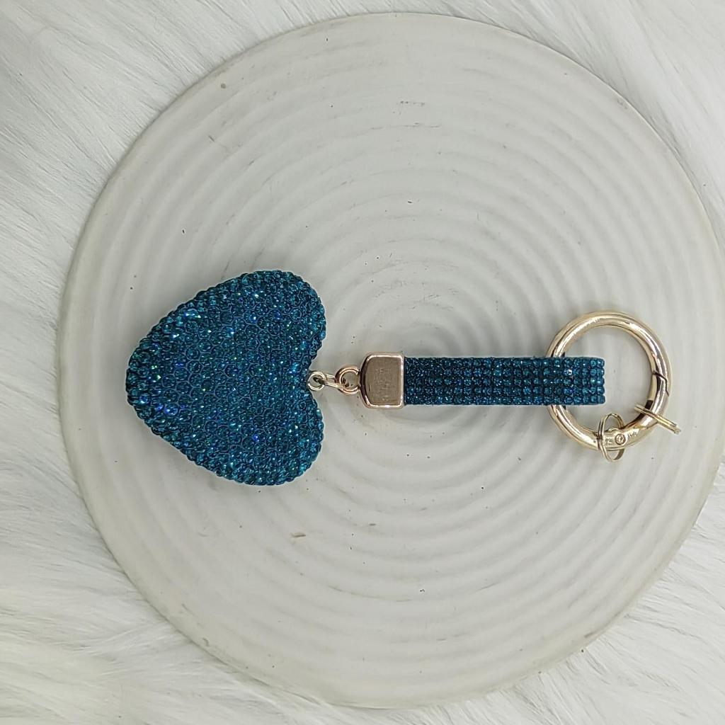 Cute Cartoon Rhinestone Heart Keychain Pendant
