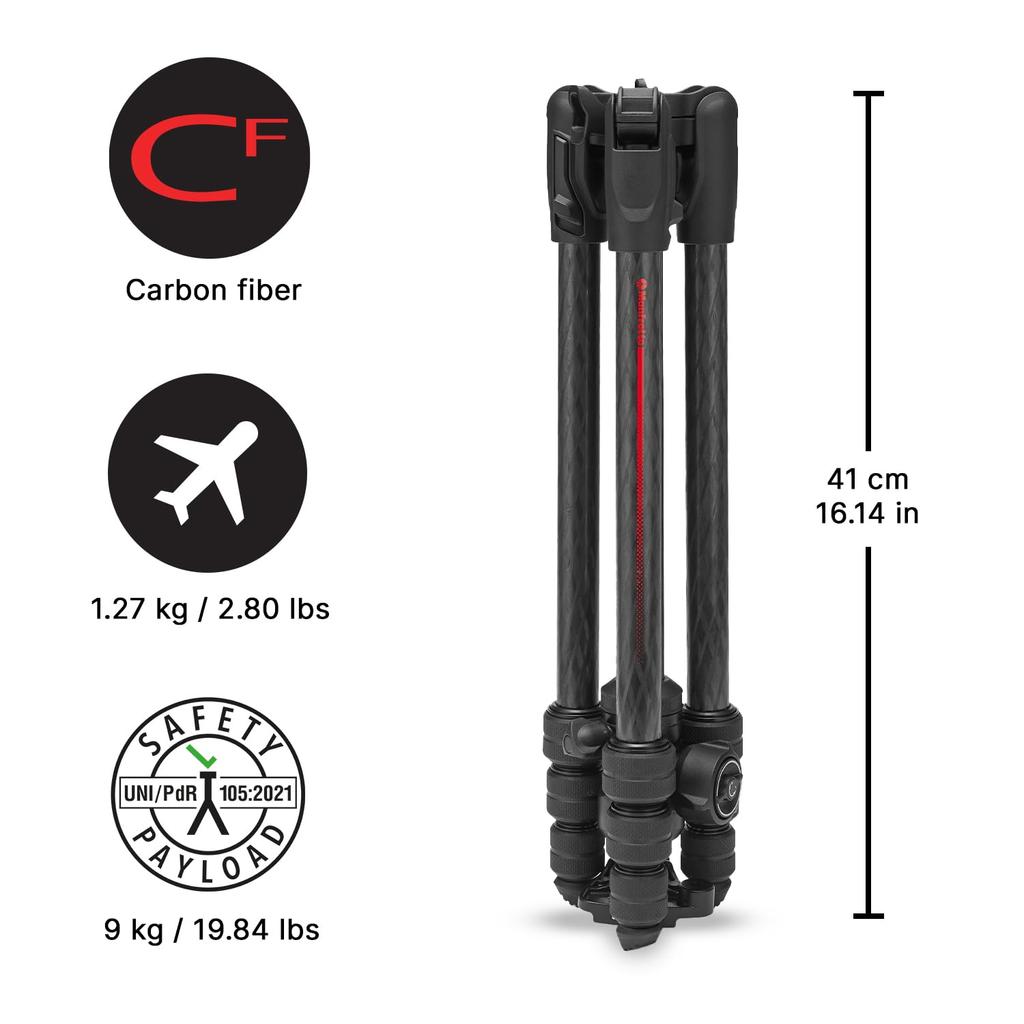 Manfrotto Befree Advanced AS Camera Travel Tripod Kit with Twist Portable and Compact Ball Carbon Fiber DSLR Mirrorless Camera Accessories Lock,