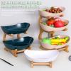 Fruit Basket Large Storage Space 1/2/3 Layer Fruit Bowl with Natural Bamboo Shelves Plastic Fruit Basket Fruit Storage Container