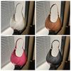Solid Color PU Leather Shoulder Bag Love Heart Hobo Bag Portable Crescent Moon Underarm Bag  Girls