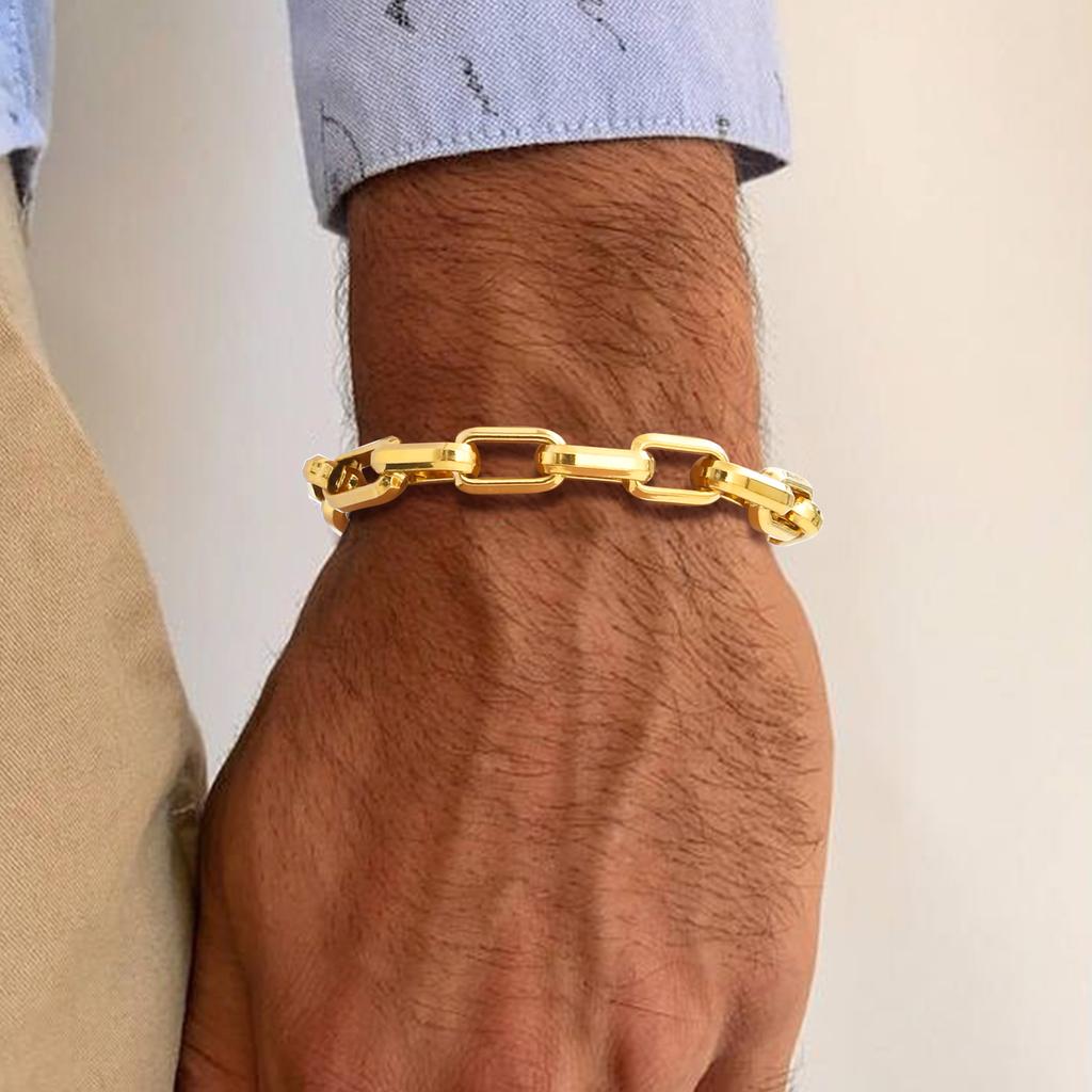 Chunky Chain Bracelets for Men,Silver Black Grey Gold Color Stainless Steel Chain Wristband,Stylish Gift for Son Dad
