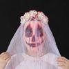 Spooky Gothic Bride Headwear Flower Headband Veil for Halloween Parties Masquerades Mask Day of the Death Bridal Costume