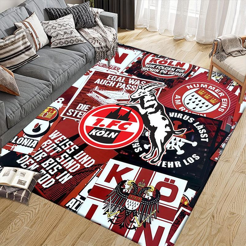 1. FC Cologne Flannel Printed Carpet, Home Sofa Decoration for Living Room & Bedroom, Non‑Slip Play Flannel Floor Mat for Game Room