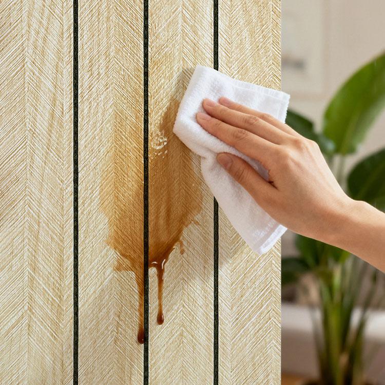 Gruba (3,0 mm) Naklejka Ścienna z Kratką Imitującą Drewno – Samoprzylepna Wytłaczana z Wzorem Rowków, Tapeta z Forniru Drewnianego do Salonu i Sypialni, Samoprzylepna Okładzina Ścienna