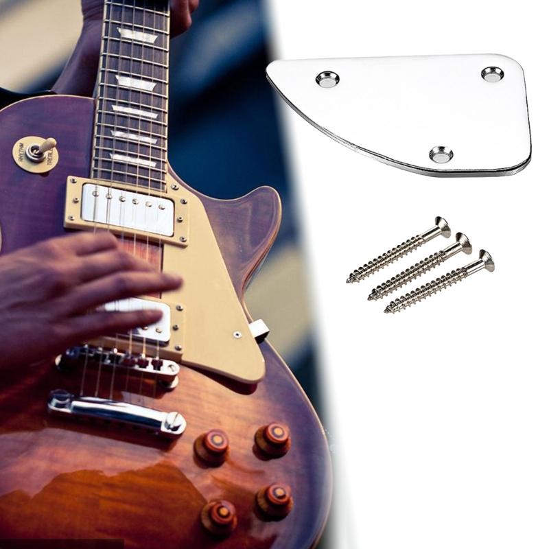 Curved Neck Reinforcement Plate Metal Texture Suitable for Electric Guitars Bass with Mounting Hardware Included
