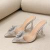 Mode Liyke Sexy Slingback Sandalen Damen Pumps Kristall Strass Blume Spitzzehe Transparent Hohe Absätze Hochzeit Abschlussball Schuhe Gold