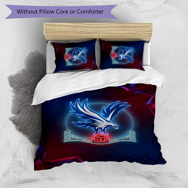 Set Lenzuola Stampato Calcio Crystal Palace 3 Pezzi, Comodo Set Copripiumino per Camera da Letto Amico della Pelle