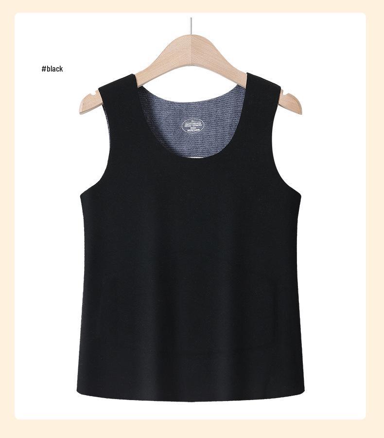 De Róng Women's Seamless Warm Vest - Winter Plus Velvet, Thickened Stomach Protection, Heating Base Layer, Cotton Camisole