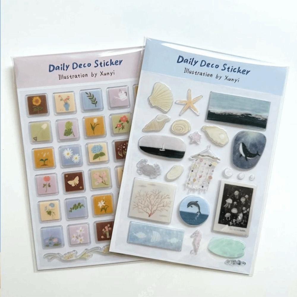 Self-adhesive Decoration 3D Jelly Stickers Cartoon Ocean World Journal Stickers  Tablet Computers