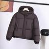 Hooded solid color down cotton jacket women's 2025 New Year short cold-proof bread jacket student Korean padded jacket