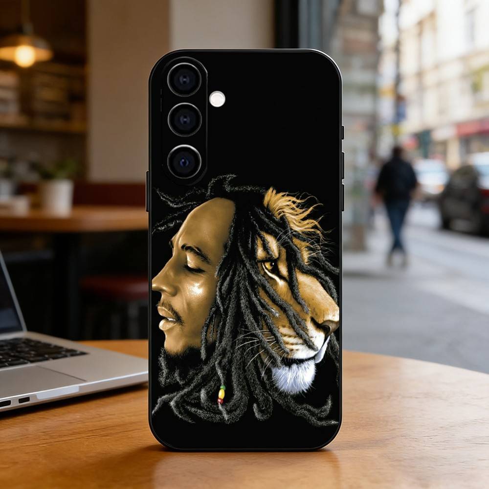 J-Jamaica Bob M-Marley Lion Phone Case For Samsung Galaxy A73,A72,A71,A70,A53,A52,A51,Others Soft Black Cover