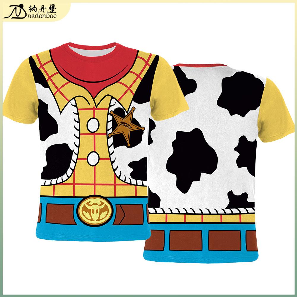 2026 Nuovo Toy Story Woody Cowboy T-shirt Stampata 3D per Bambini Cosplay Manica Corta Costume per Esibizioni sul Palco