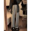 Gray Idle Style Fleece-lined Spring and Autumn Draped Casual Pants