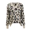 Women's Loose Knitted Star Shape Print Long Sleeve V-Neck Sweater Blouse