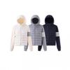 2026 Womens Hooded Down Jacket TB Stripe Spliced Outdoor Sports Warm Winter Coat