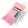 PERFECT FOR YOU 6905-014 Tri-fold Short Wallet PU Leather Zipper Coin Purse for Women-Wine Red