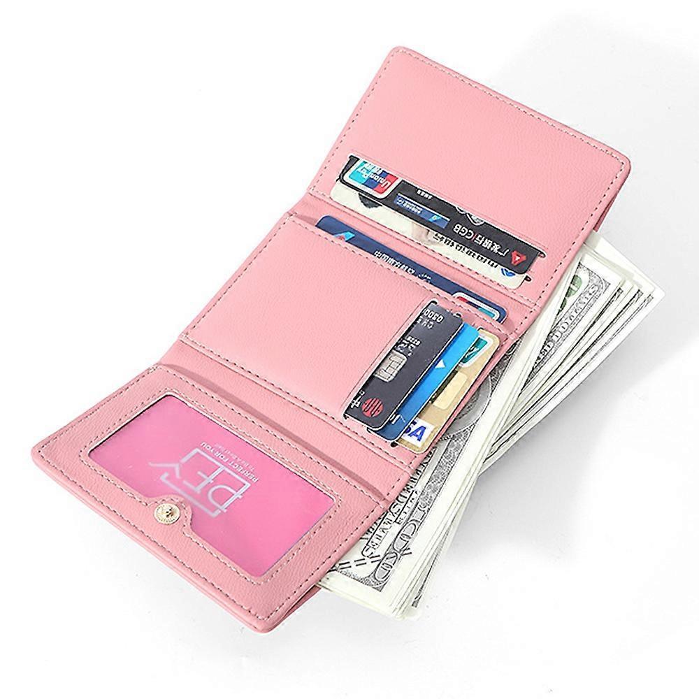 PERFECT FOR YOU 6905-014 Tri-fold Short Wallet PU Leather Zipper Coin Purse for Women-Wine Red