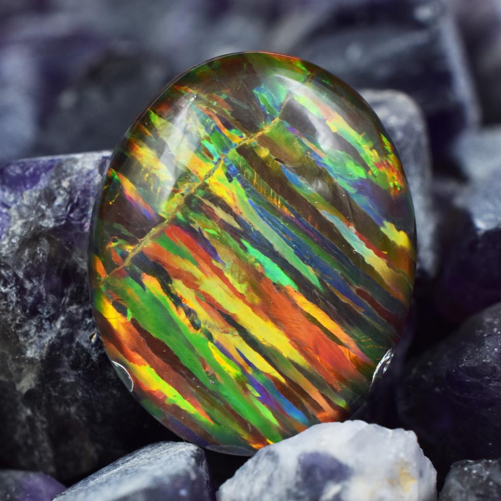 Lab-Created Opal Loose Gemstone 9.60 Ct Multi-Color Oval Cut Boulder October Birthday Birthstone