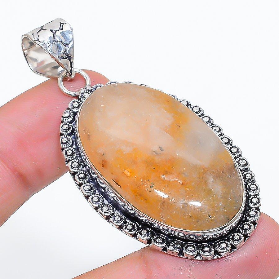 

Lodolite Quartz Gemstone Handmade 925 Sterling Silver Jewelry Pendant 2.25 SU-10713