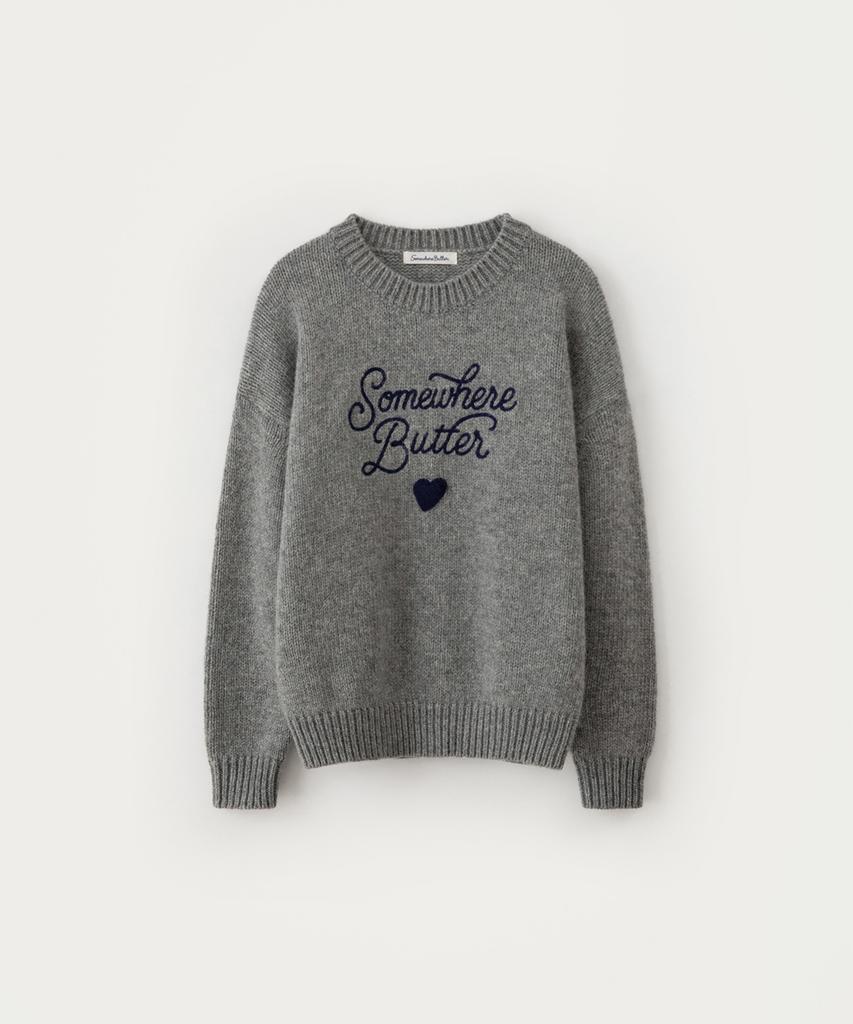 Sseomweeobeoteo Boucle Heart Wool Knit - Gray