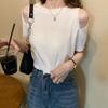 Summer Fashion Slim Solid Short Sleeve T-shirt Women Girl New Streetwear Basic Female Crop Top Off Shoulder Harajuku Clothes
