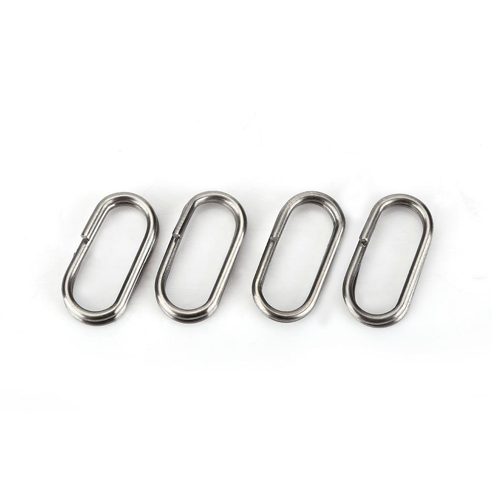 100Pcs Stainless Steel Oval Split Rings Swivel Snap Fishing Tackle Connector(10x19mm)
