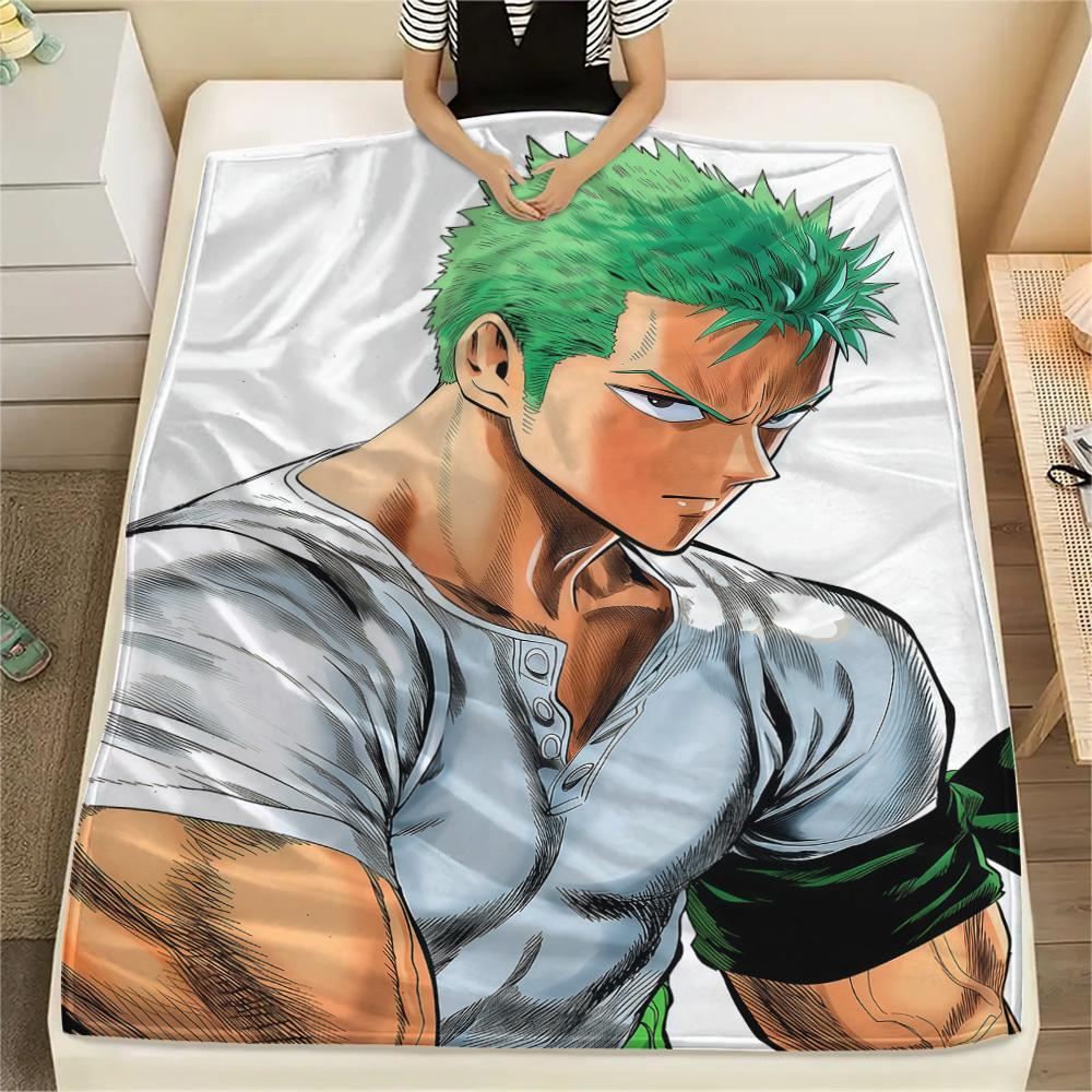 1PC Roronoa Zoro Patterned Flannel Blanket Suitable For All Seasons For Home Decor Warmth And Comfort Gifts Holiday Present
