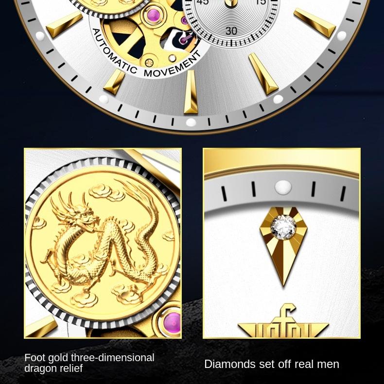 OUPINKE Hodinky Automatické mechanické hodinky Steel Business Vodotěsné pánské hodinky Pánské hodinky