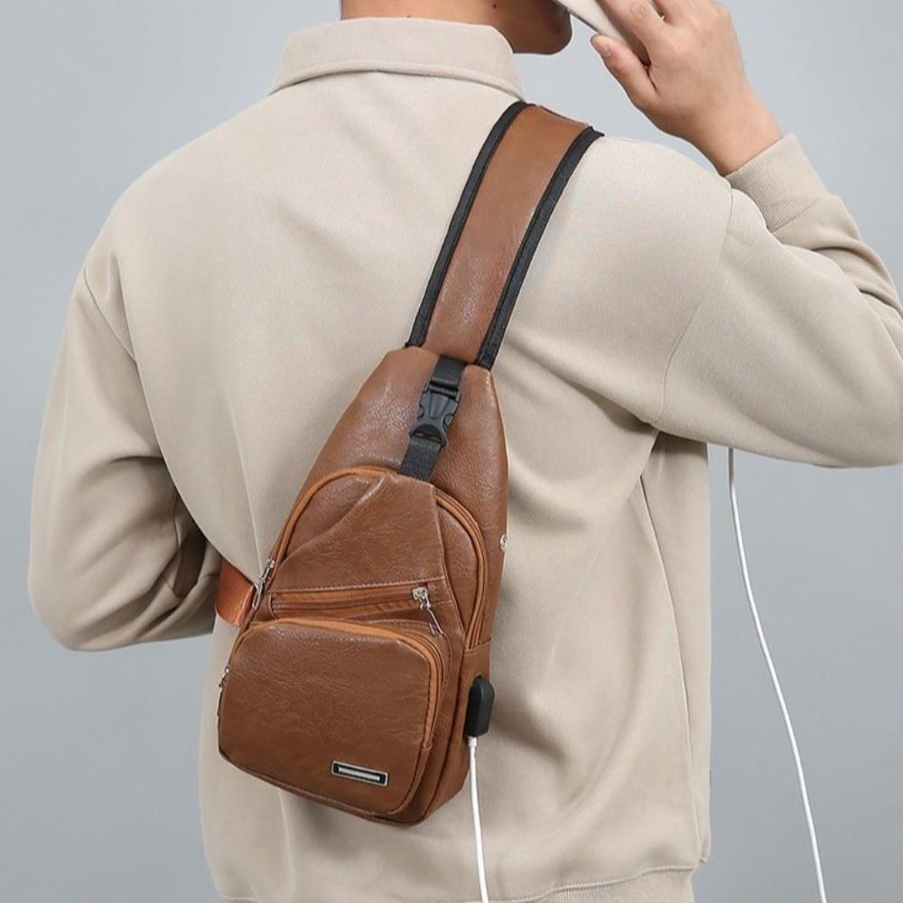 USB Charging Men Chest Bag Multifunctional Single Shoulder Bag Travel Use
