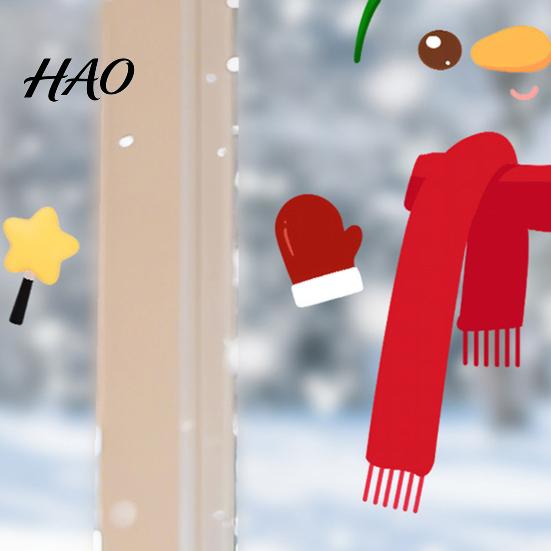 Indoor Outdoor Winter Ornaments Christmas Snowman Static Glass Stickers, Simple Window Clings, Waterproof PVC Clings Holiday for Home Store
