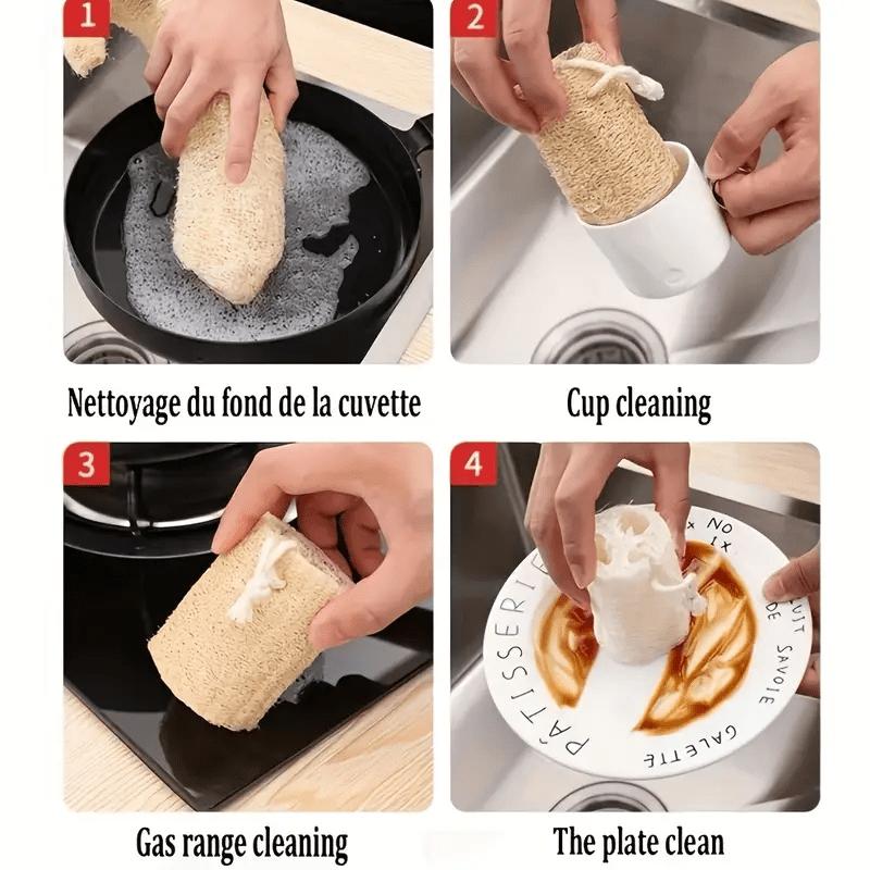4pcs Natural Sponge Set - Non-Toxic, Fragrance-Free, Exfoliating Scrub Pads for Spa, Restaurant, and Daily Use - Ideal for Bathing & Cleaning